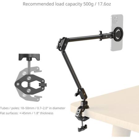 SmallRig 5626 - uchwyt biurkowy, ramię Magic Arm 67cm, klamra/zacisk w kształcie kraba - użycie